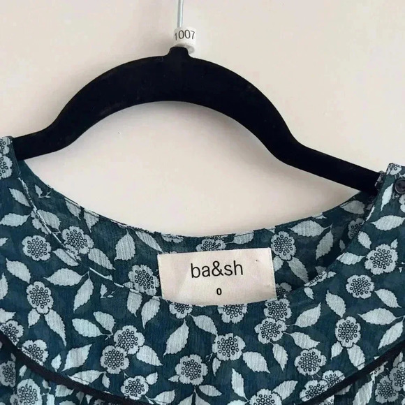 1007 ba&sh Blue Floral Print Long Sleeve Dress Size 0 - Picture 3 of 4